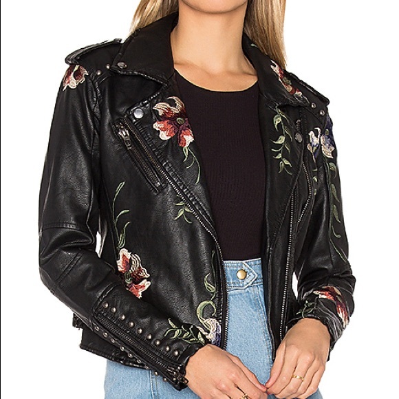 Blank NYC Jackets & Blazers - Blank NYC floral embroidered faux leather jacket